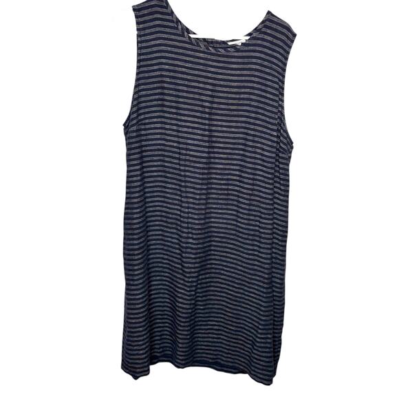 J.Jill Love Linen Dress Small Navy Striped Sleeveless Shift Minimalist Chic Lrg - Picture 2 of 8